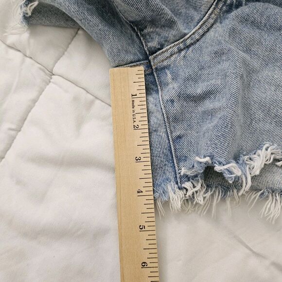 Citizens Of Humanity Shorts 26 Blue Annabelle Long High-Rise Raw Hem Distressed - Picture 11 of 11